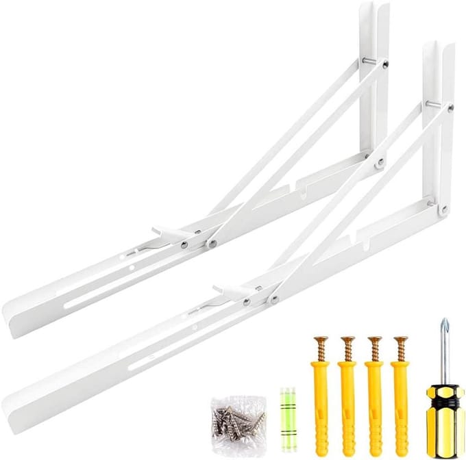 Opvouwbare Plankbeugels - Zware Steunen - Ruimte Besparen - Driehoek Ontwerp - 18 Inch - Wit