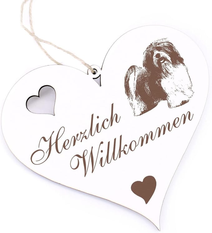 Houten Welkomstbord met Havanezer Afbeelding - Decoratief Deurbord