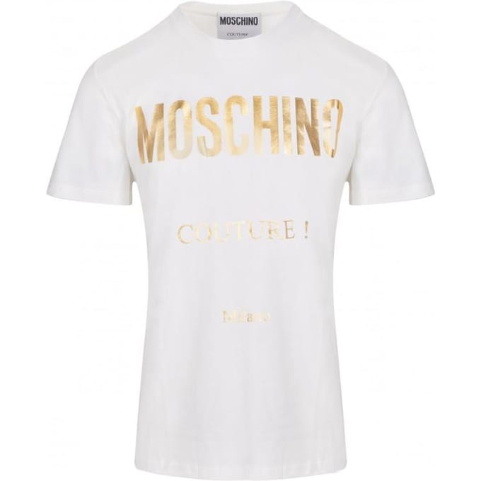 Moschino couture luxe heren t-shirt wit -50% - Maat: XL beige