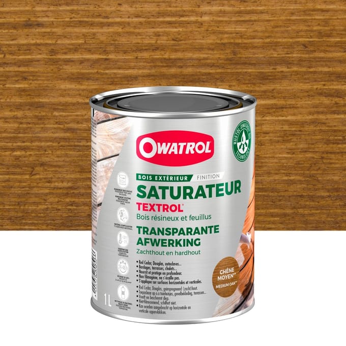 Textrol - Houtverzadiger voor al dan niet drukgeïmpregneerd hout  - Owatrol - 1 L Middel eik