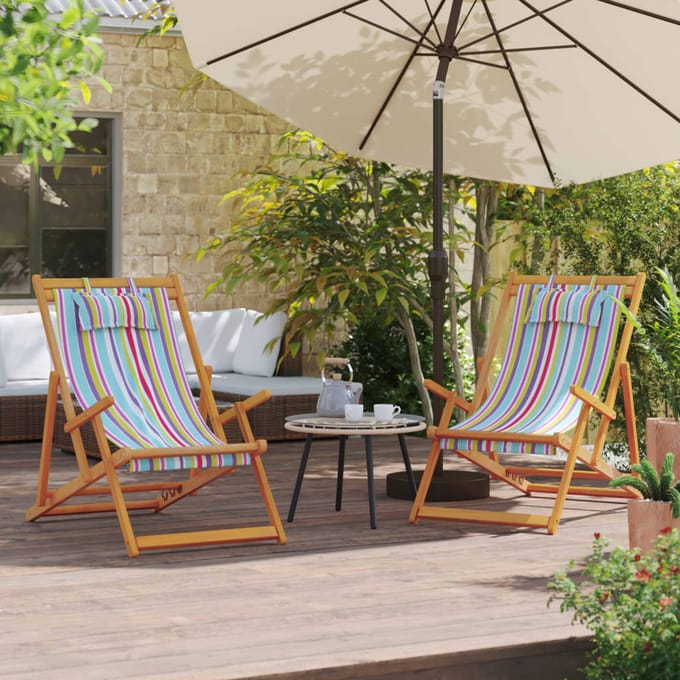 vidaXL - Opklapbare - stoelen, - 2 - stuks, - meerkleurige - stof
