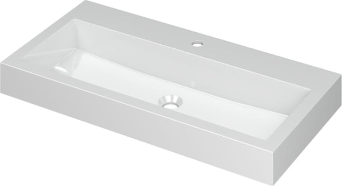 INK® Momento wastafel polystone met 1 kraangat 90 x 9 x 45 cm, glans wit