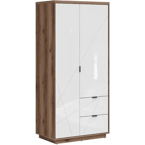 Brw Sven Wit en Hout 2-deurs kast met 2 lades