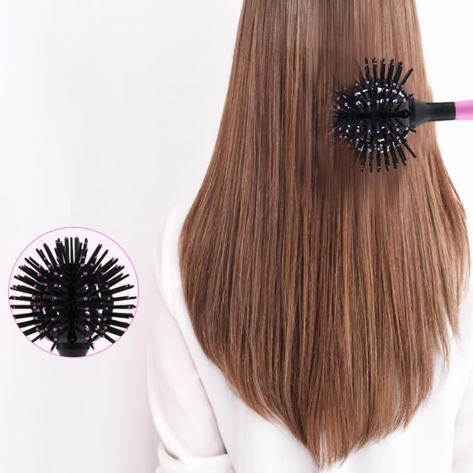 3D Ronde Haarborstels Kam Gemakkelijk Ontwarren Hittebestendig 360 graden Bal Haarstyling Tools black