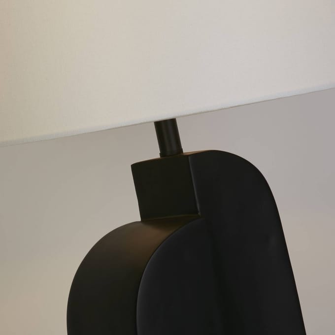Searchlight Perth tafellamp, wit/zwart Hoogte 65 cm Textiel/hars