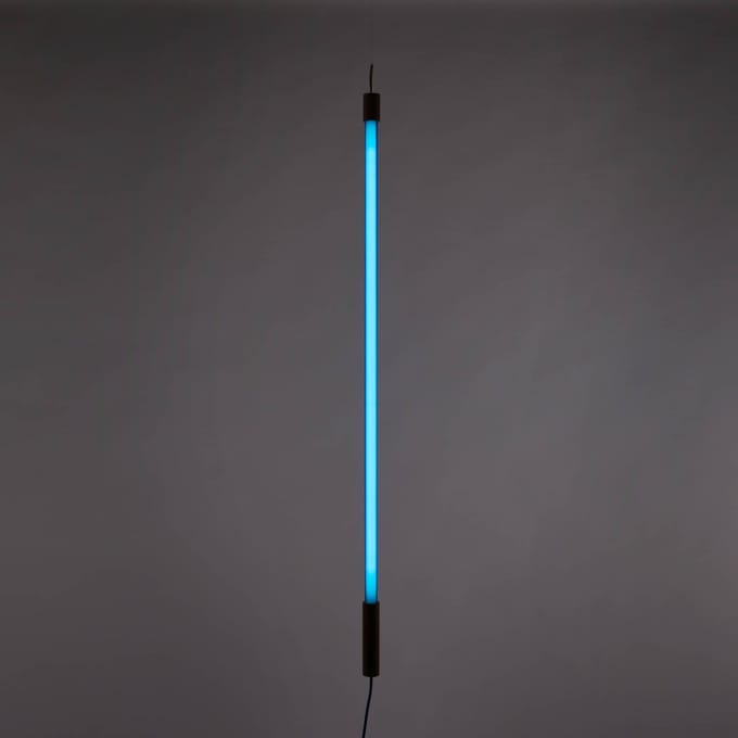 SELETTI LED lamp Linea, blauw, houten details, universeel