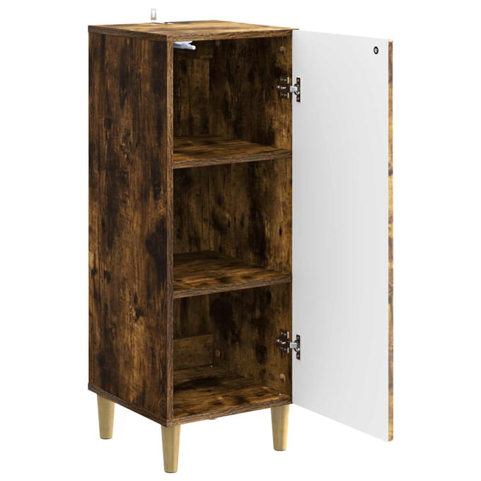 vidaXL - Dressoir - Gerookt - eiken - 33 - x - 34,5 - x - 90 - cm - Bewerkt - hout
