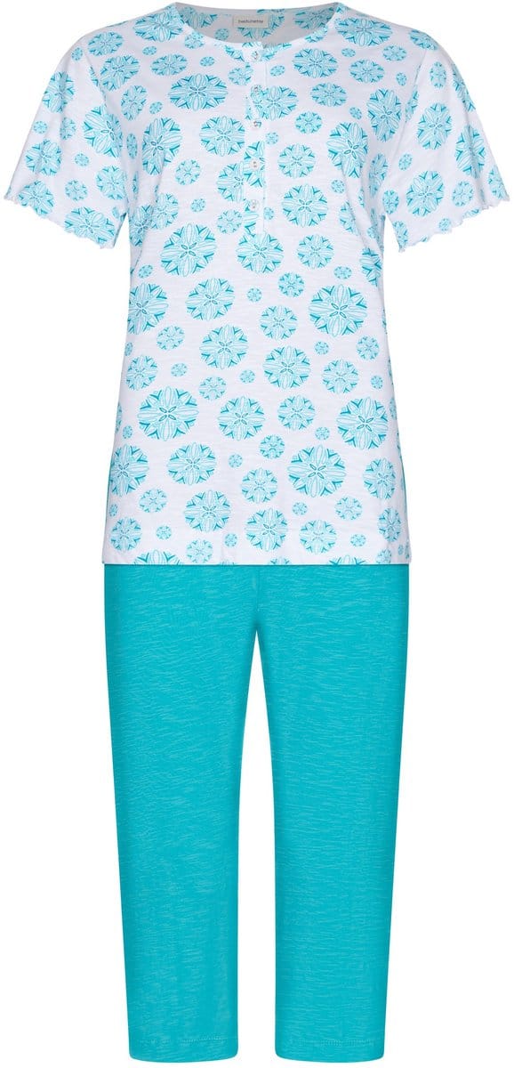 Pastunette - Pyjama - Ipanema - Katoen - Turquoise/Wit - Maat 44