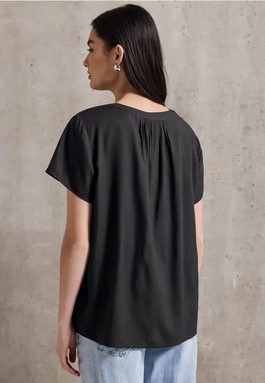 Blouse met korte mouwen in effen kleur