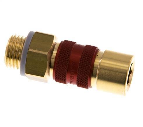 Messing DN 5 Rood-Coded Luchtkoppeling Snelkoppeling G 1/4 inch Buitendraad - CLS5-M-B-RED-CD-014