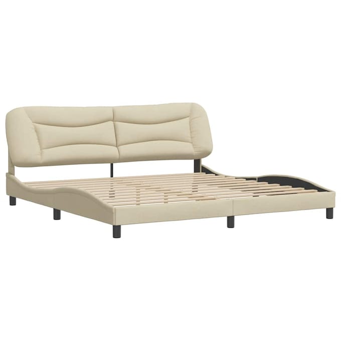 vidaXL - Bedframe - zonder - matras - "Hvar" - stof - crèmekleurig - 200x200 - cm