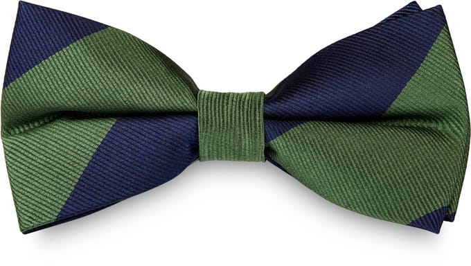 Groen & Marineblauw Gestreepte Zijden Vlinderdas