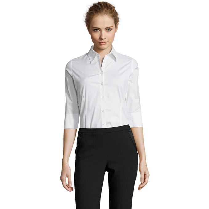 SOLS Dames/Dames Stretch 3/4 Mouwen Blouse (Wit)