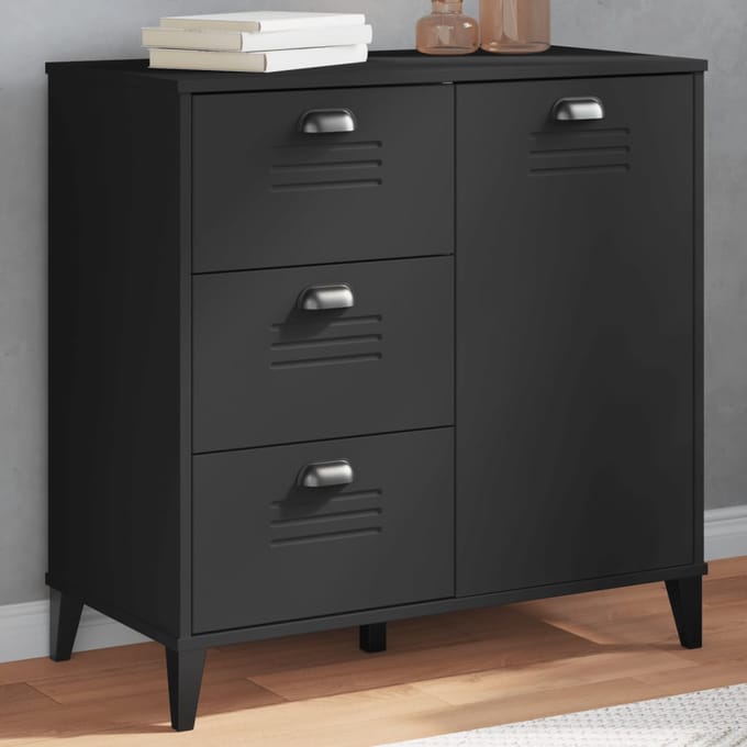 vidaXL - Dressoir - VIKEN - 80x40x80 - cm - bewerkt - hout - zwart