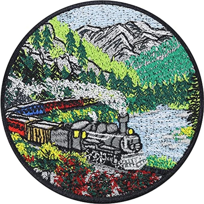 Grijs Trein Strijkpatch Premium 80 x 80 mm