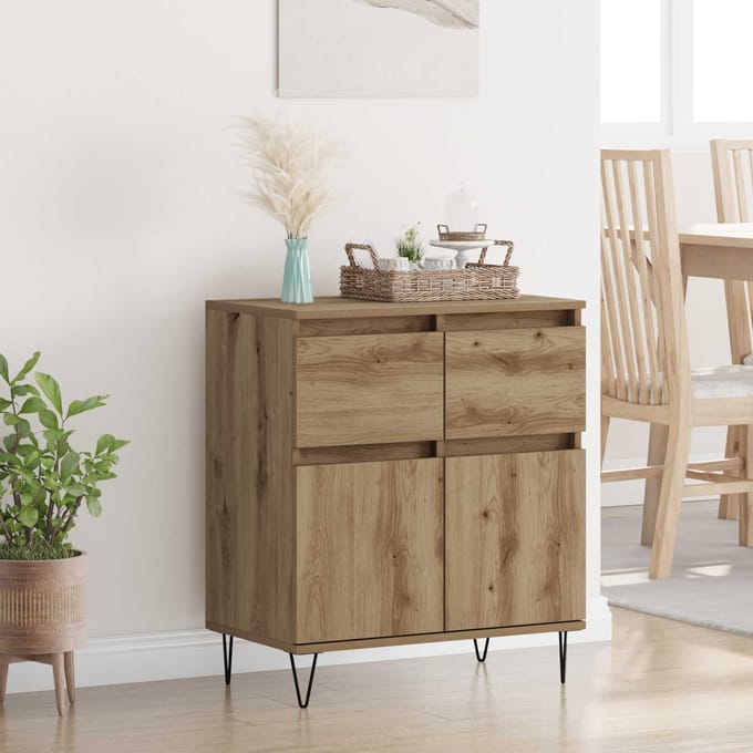 vidaXL Dressoir Artisan Eiken 60 x 35 x 70 cm Gemonteerd hout en ijzer