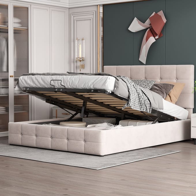 REDOM Stapelbed – 90x200 cm – Met ladder & kast – Hout & MDF – Wit & Naturel