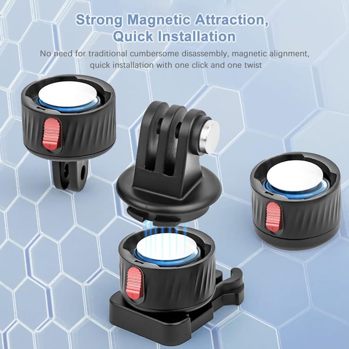 Adaptateur d'aspiration magnétique Adaptateur de trépied Montage de base à dégagement rapide Vis d'action gratuites avec prise rapide GoPro Magnetic Mount Base noir