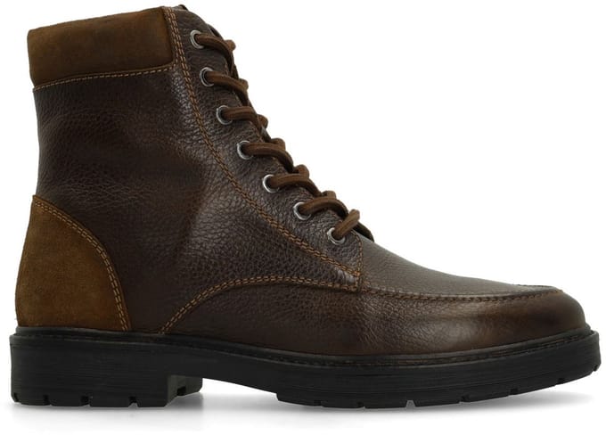 Manfield - Heren - Taupe leren veterboots - Maat 41