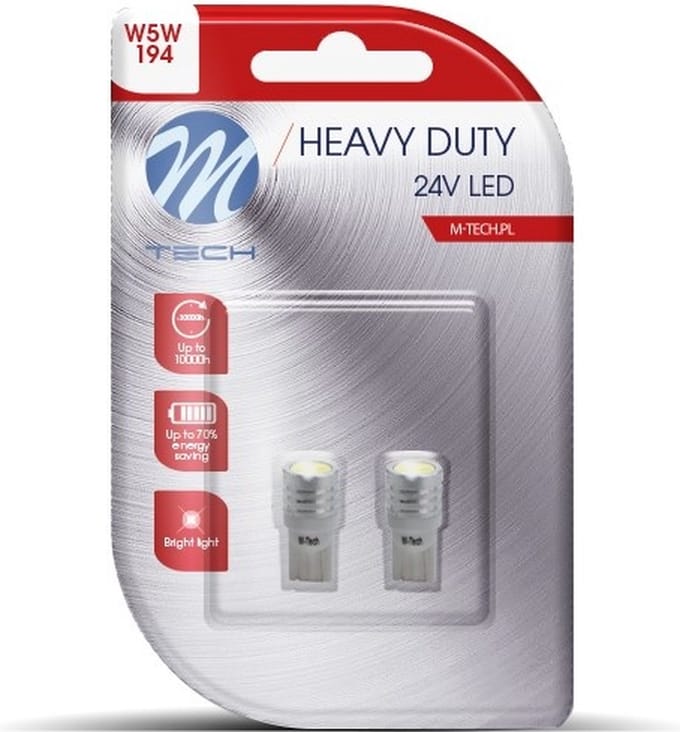 W5W autolamp 2 stuks | LED T10 wit - 1 Watt - 24V DC