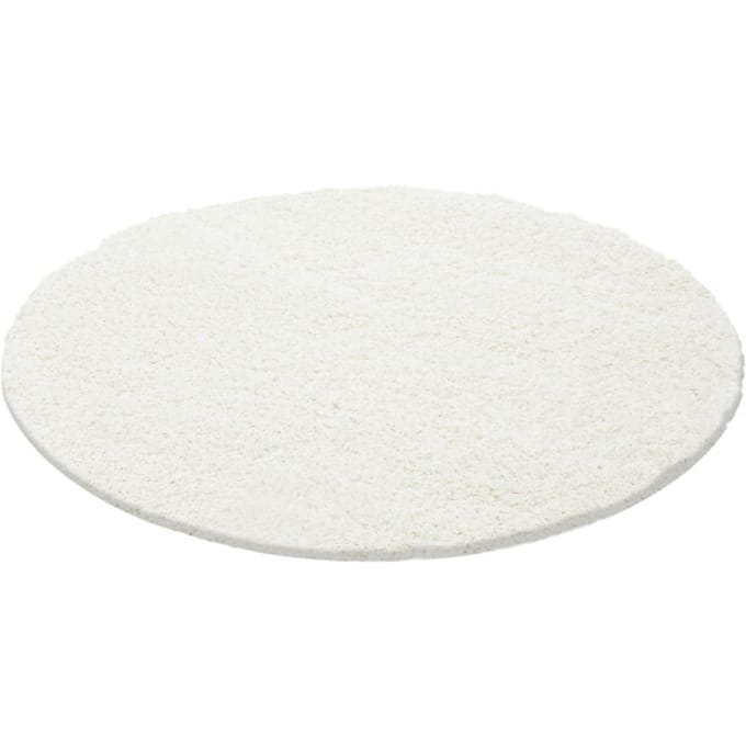 Muratap Basic rond shaggy vloerkleed creme hoogpolig- 160 cm rond