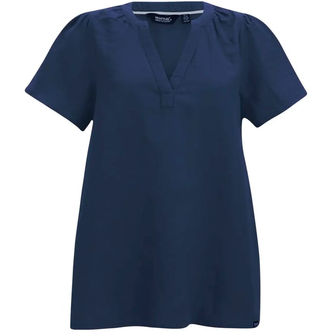 Damesblouse Selen met korte mouwen en open kraag