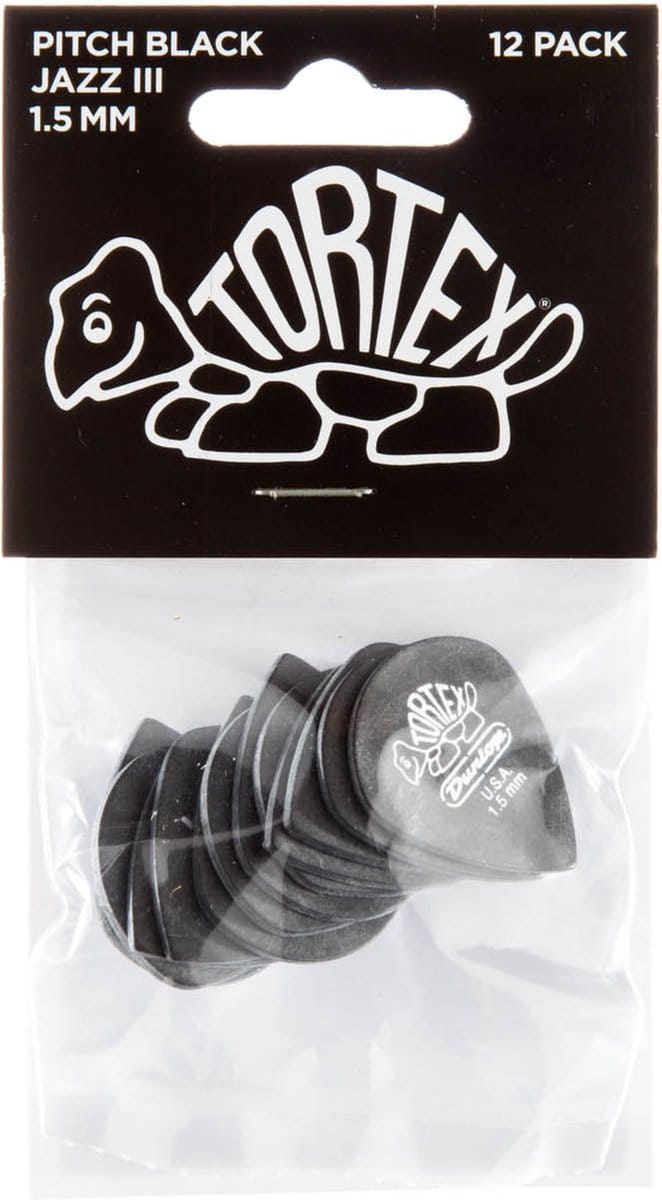 Jim Dunlop Tortex - Plectrums - Standard Jazz III - 1,50 mm - Player's Pack 12 Stuks
