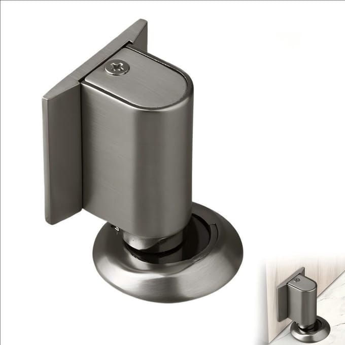 Magnetische Deurstopper - Deurvanger Metaal - Vloerbevestiging - Sterke Magneet - 9 x 5.5 cm - Grijs