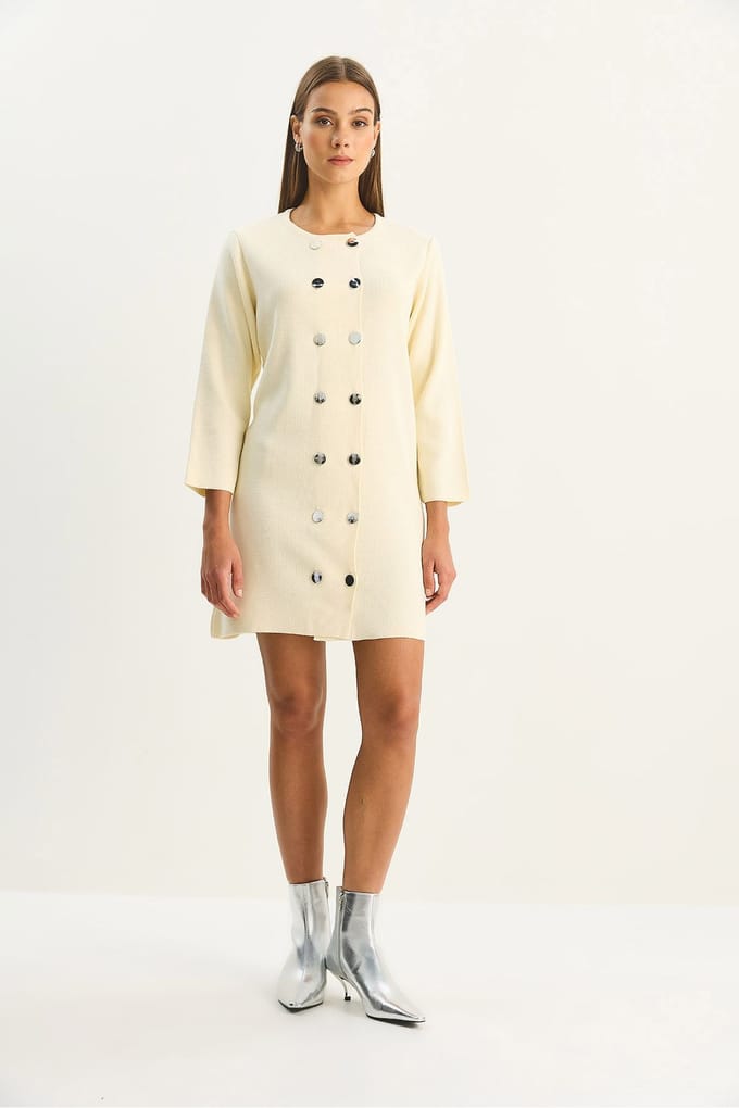 Gebreid Mini-jurk met Knopen