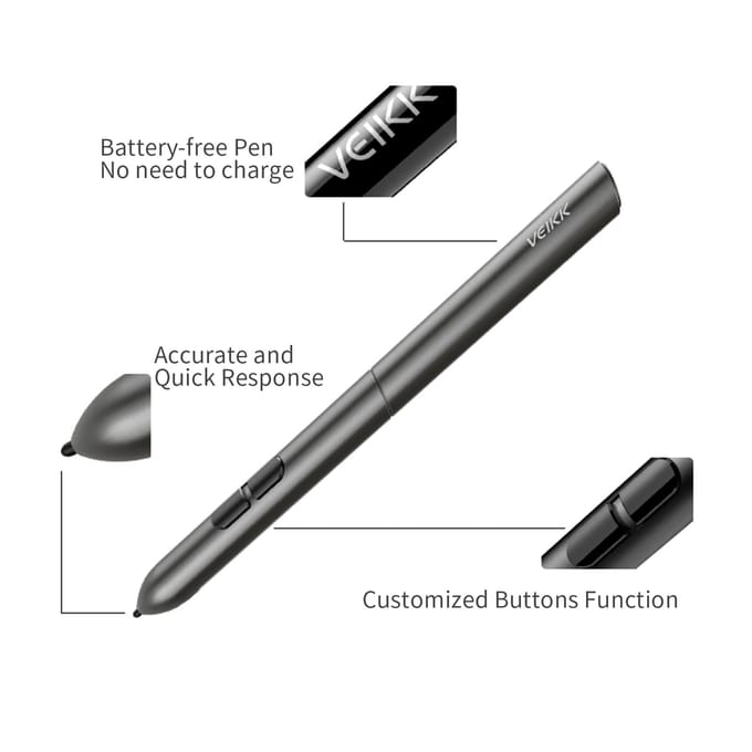 VEIKK S640 Grafische tekentablet 6 x 4 inch Actief gebied 8192 niveaus Drukkunst Grafische tablet zwart