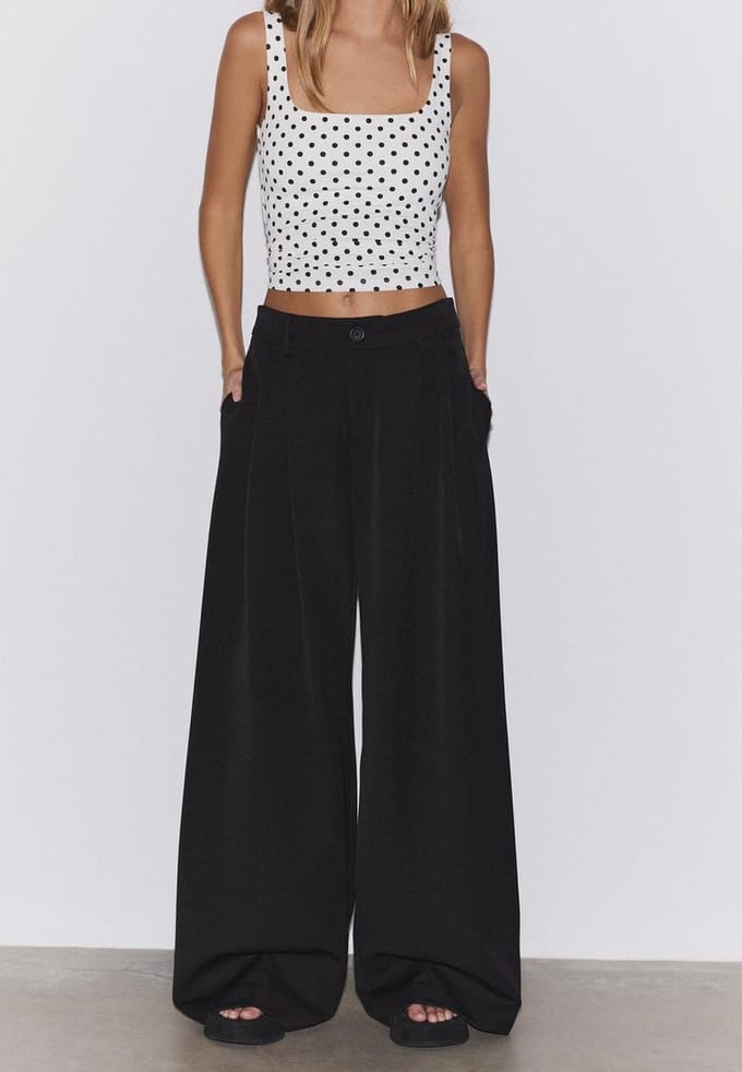 Stradivarius Geklede wide-leg broek met plooien  Zwart 32
