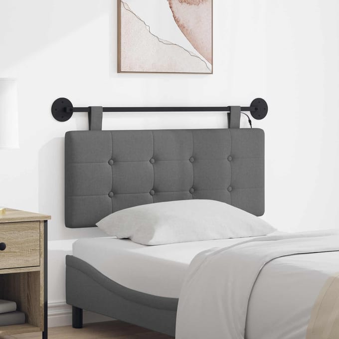 vidaXL - Hangend - hoofdbord - Met - LED-verlichting - Donkergrijs - Stof