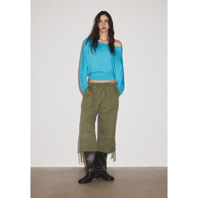 Stradivarius Asymmetrisch T-shirt met ceintuureffect  Petroleum XS