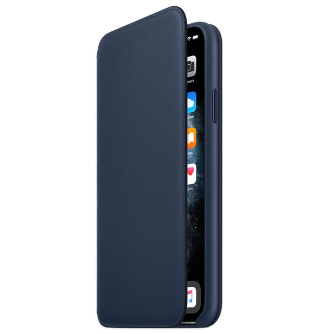 Leather Folio Bookcase voor de Apple iPhone 11 Pro Max - Deep Sea Blue