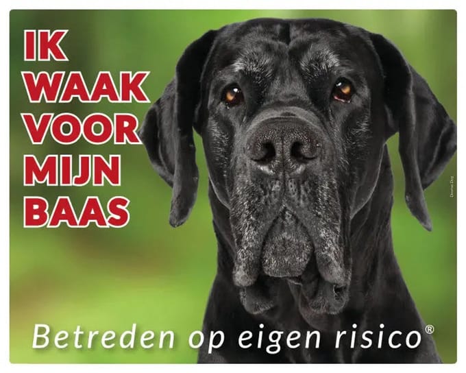Deense Dog Zwart Waakbord