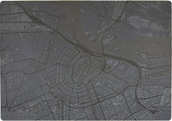 Place Maps Placemat Stadskaart Madrid - Kunstleer - Leigrijs - 1 Stuk