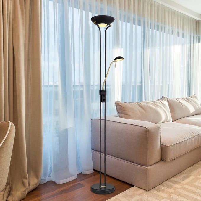 Globo Vloerlamp Leonas messing/zwart