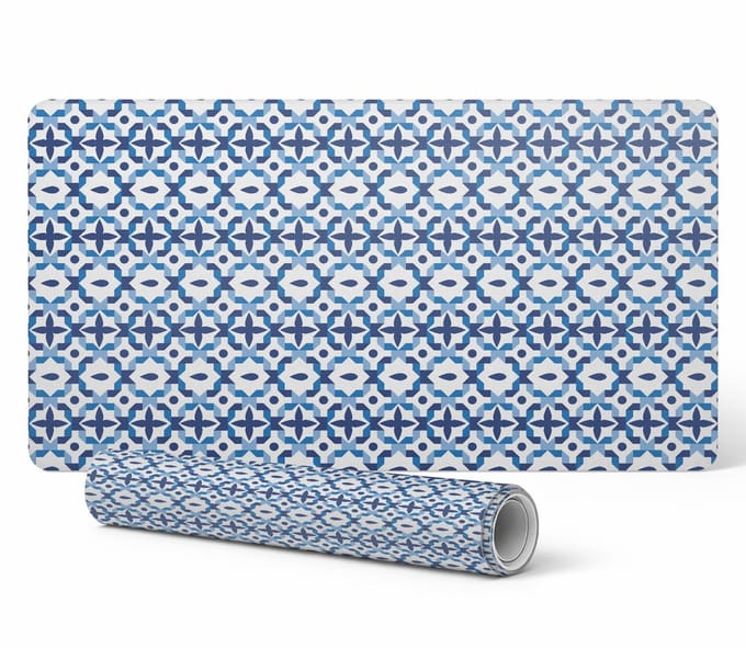Antislip bureaumat met retro geometrisch patroon 90x45 cm