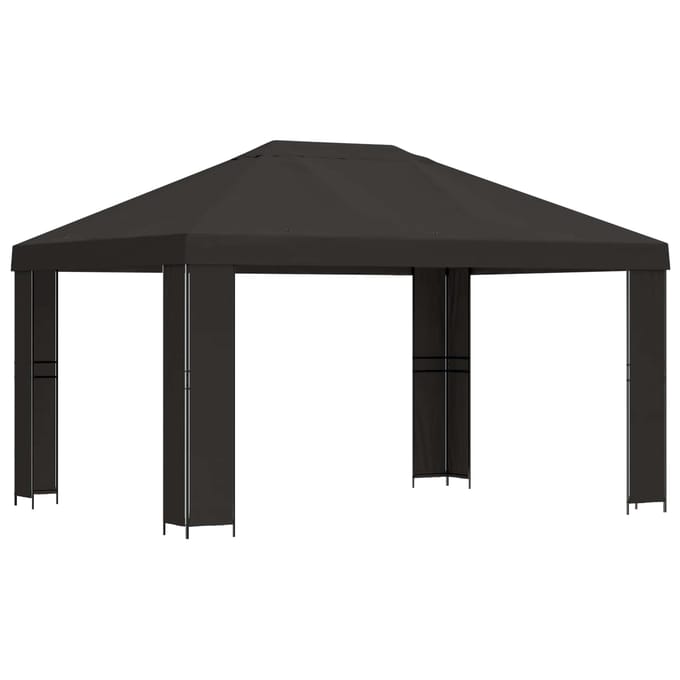 vidaXL - Prieel - 4 - × - 3 - m - Antracietkleurig - Polyester - en - Staal - 190 - gsm