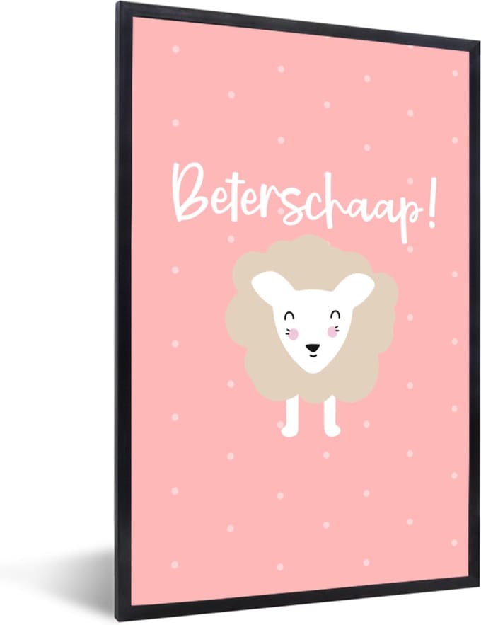 Fotolijst incl. Poster - Beterschap - Spreuken - Schaap - 40x60 cm - Posterlijst