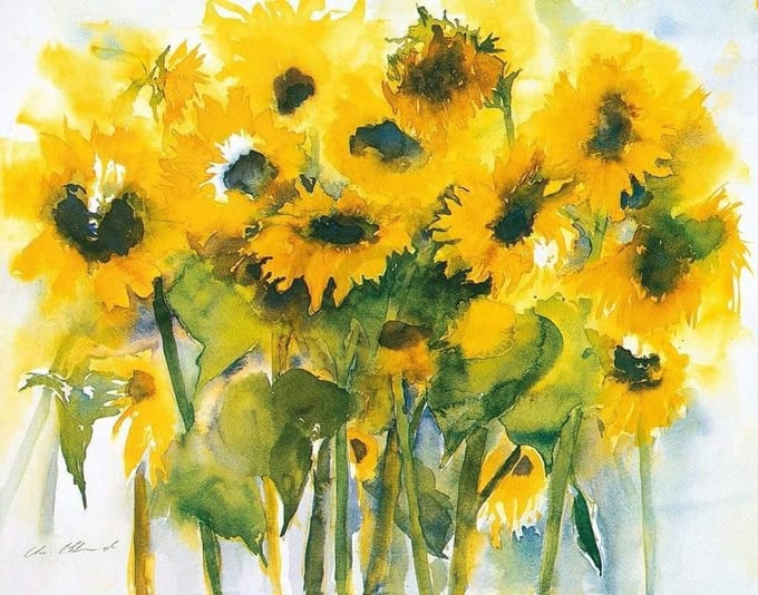 Kunstdruk Christa Ohland - Sonnenblumenfeld 120x90cm