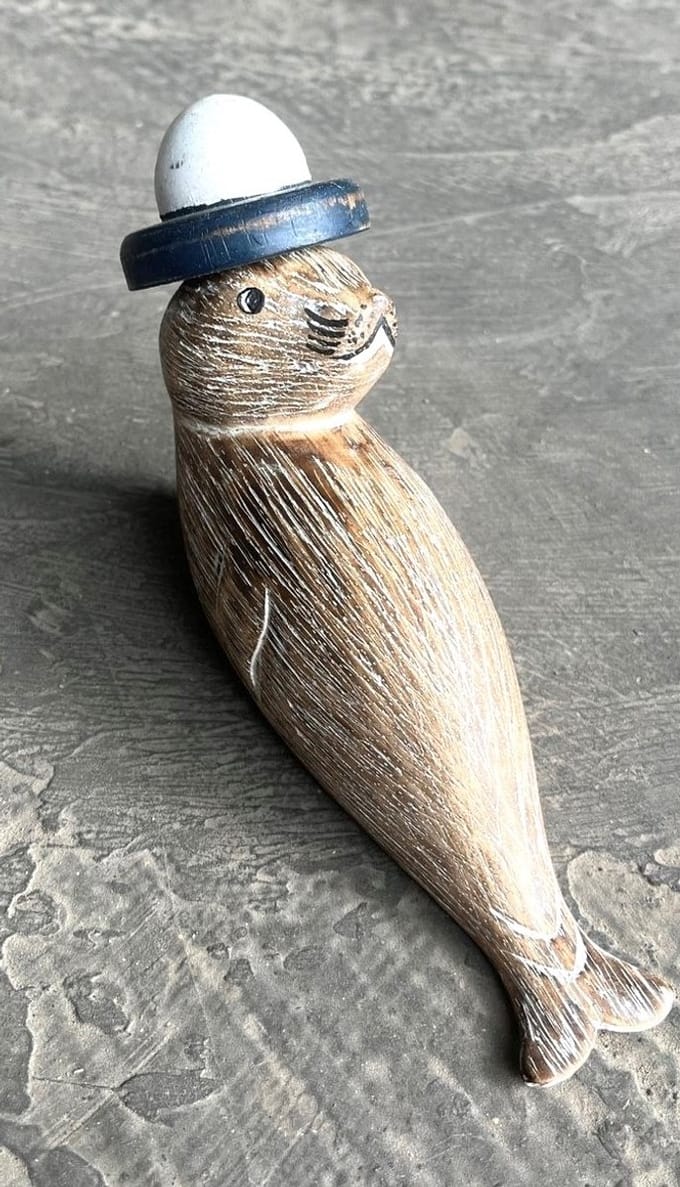Zeehond hoofd gedraaid hoed L donkerb