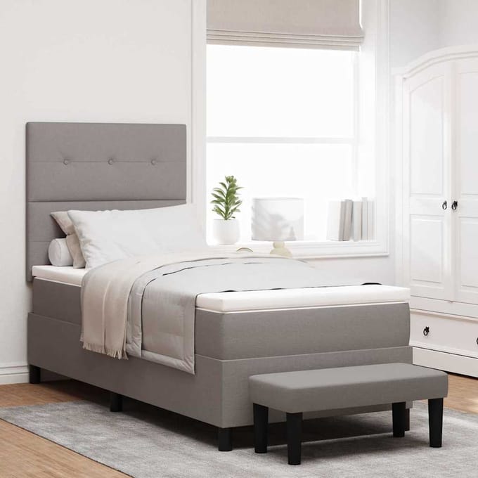 vidaXL - Boxspring - bed - met - hoofdeinde - Taupe - 100 - x - 200 - cm - Stof