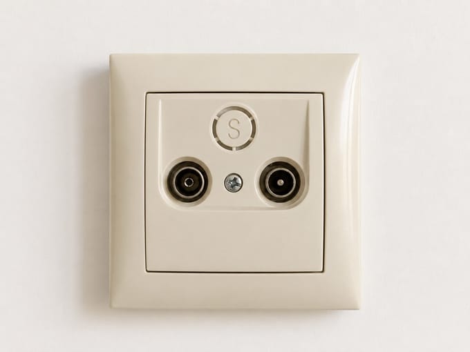 Hager Berker S1 TV Wandcontactdoos – Coax Aansluiting – Compleet met Afdekraam – Crème Wit Glanzend
