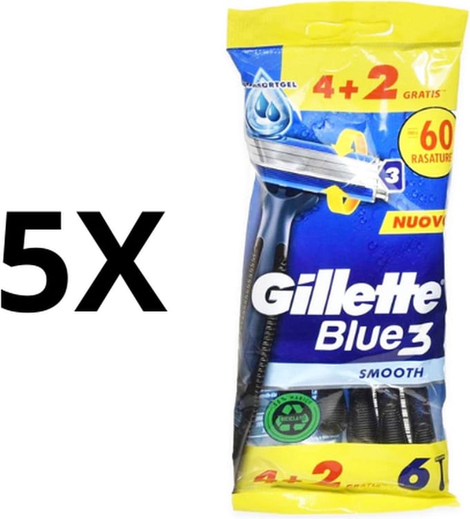 Gillette - Blue3 - Smooth - Wegwerpscheermesjes - 30 Stuks - Voordeelverpakking