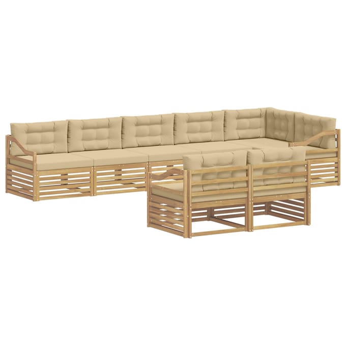 vidaXL - Buiten - bank - set - 8 - st - Wit - en - Beige - Polyester