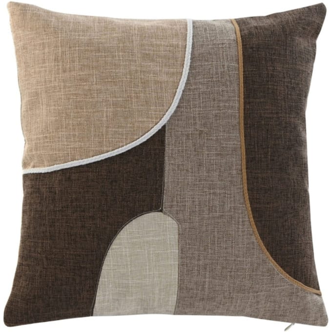 Sierkussen LOREA Katoen 45 x 45 cm – Bruin & Beige – Decoratief Patchwork – Inclusief Vulling