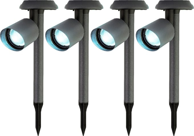 Lumineo Solar prikspot/tuinspot - 4x - metaal - zwart - H26 cm