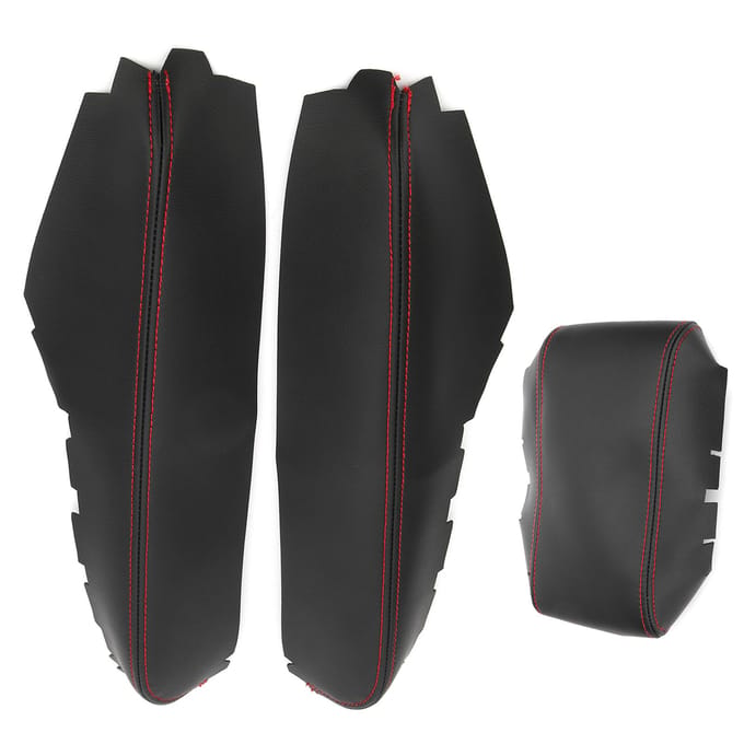 3 stuks Middenconsole Armsteun Padhoezen PU Leer Beschermers Passend voor Honda Civic 20162018 black