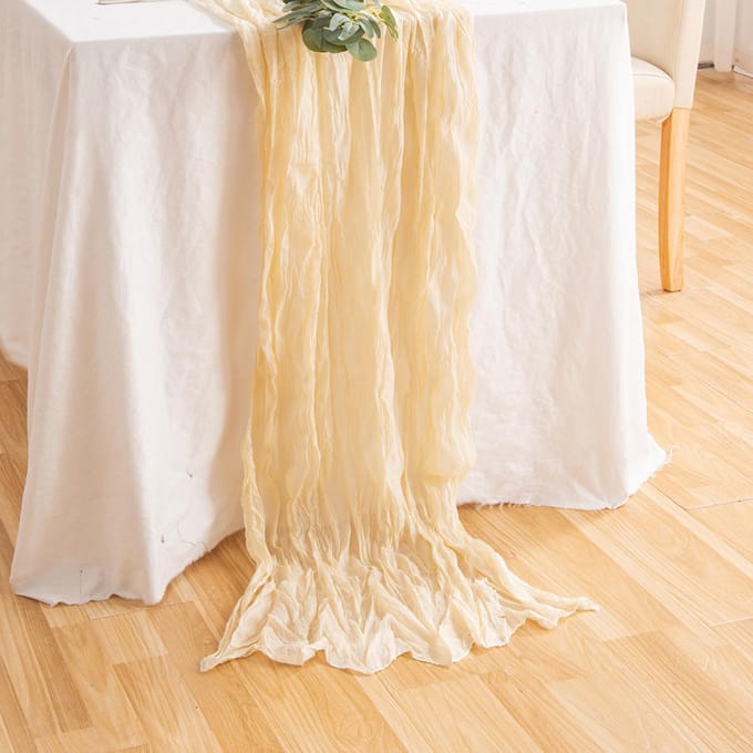 Geplooide Kaasdoek Tafelvlag Opvouwbare Tafelloper voor Eettafel Type 3 white